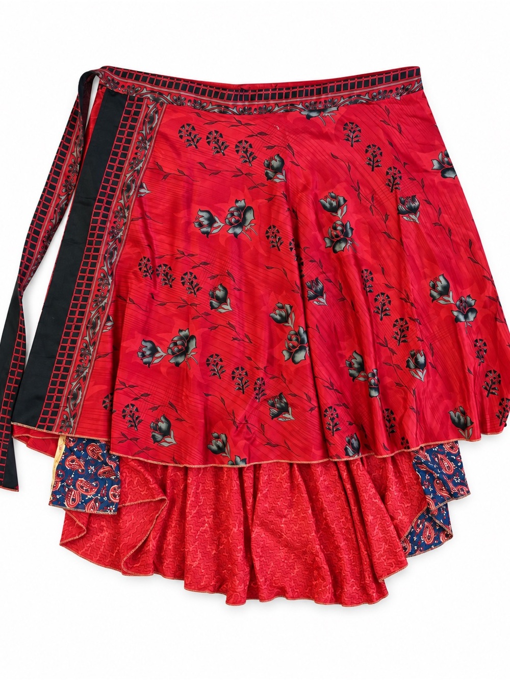 India Boutique red boho wrap skirt